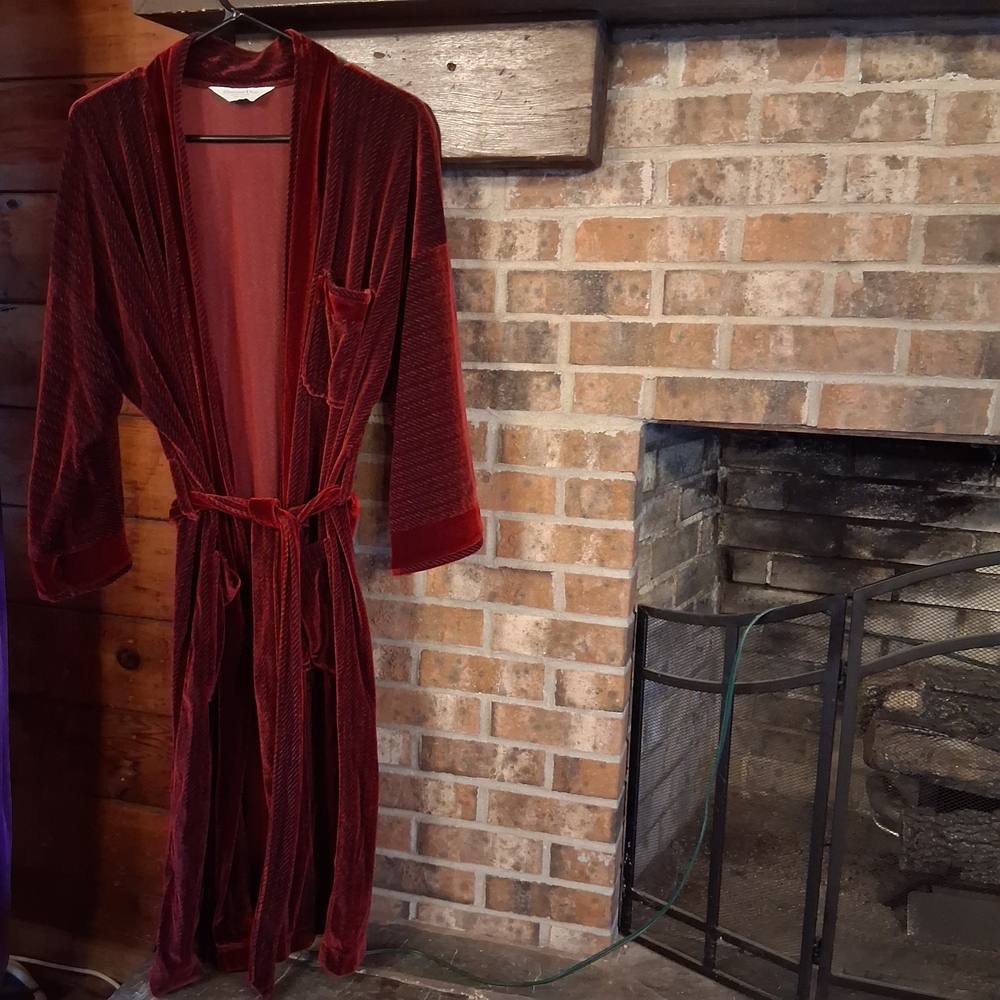 Vintage Christian Dior Burgundy Robe Lounge Coat